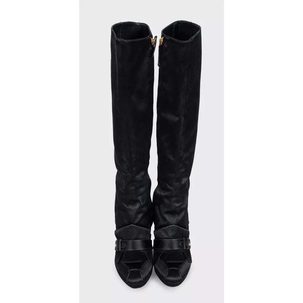 Gianfranco Ferré Black Textile Ankle Boots - EU 37 Pre-owned Black Leather Good - Back View