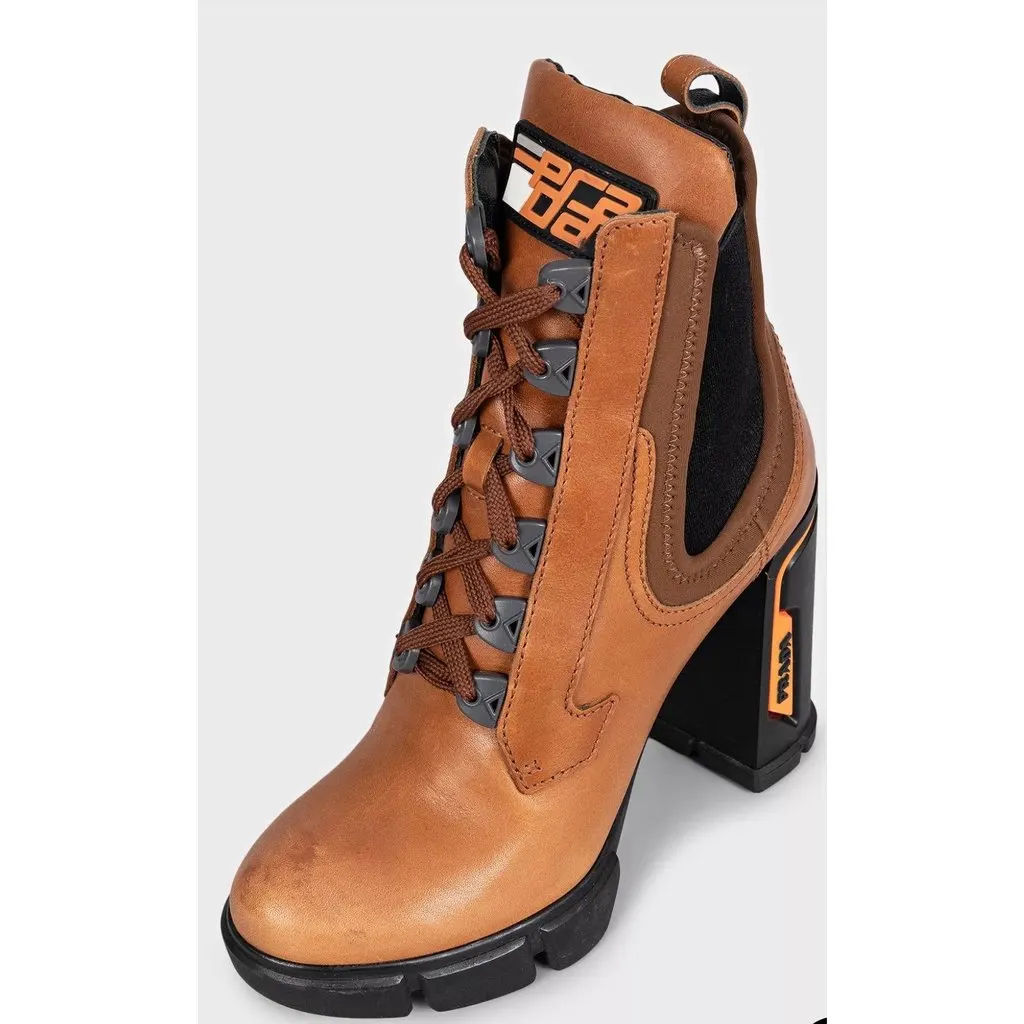 Prada Brown Leather Lace-Up Ankle Boots - EU 37 Pre-owned Brown Leather Good - Inside View