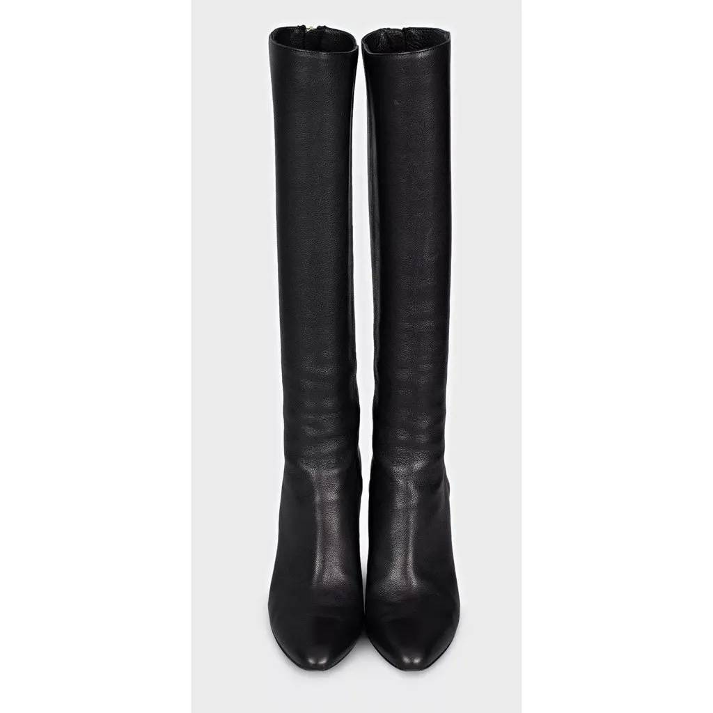 Jimmy Choo Black Leather Stiletto Boots EU 36.5 Pre-owned Black Leather Good - Back View