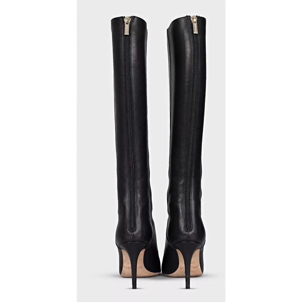 Jimmy Choo Black Leather Stiletto Boots EU 36.5 Pre-owned Black Leather Good - Model View