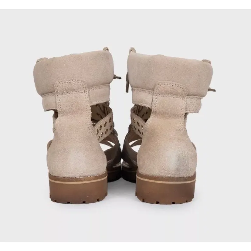 Balmain Beige Suede High Heel Sandals w Sz.37.5 Pre-owned Beige Suede Good - Model View