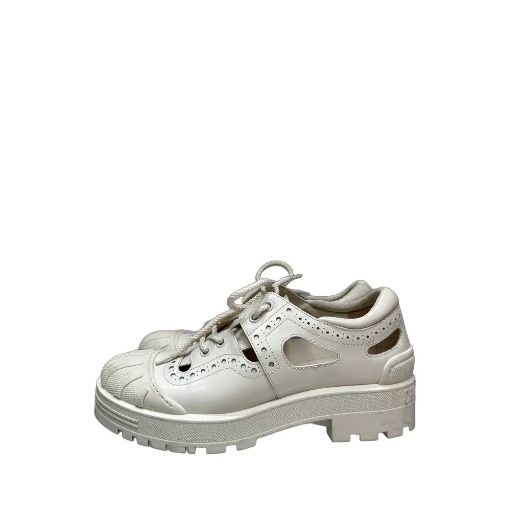 Dior Walk'N'Dior Star Wedge Sneakers EU 39 Pre-owned White Leather Good - Front View