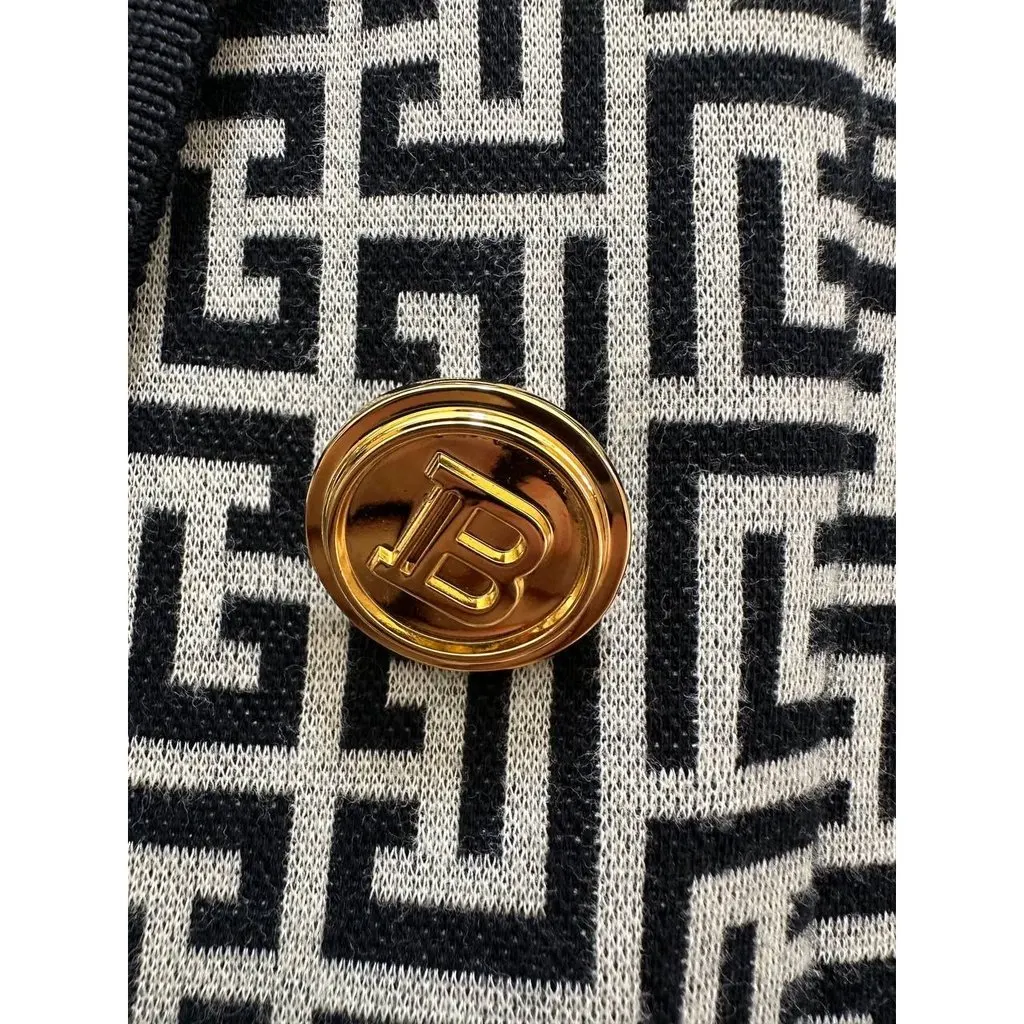 Balmain PB Labyrinth Monogram Blazer Sz.36 Pre-owned Black Canvas Good - Model View