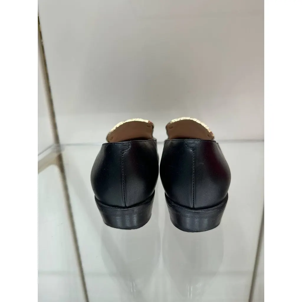 Chanel Paris Dallas Black Leather Gold Medallion Loafers Sz.37 Pre-owned Black Leather Good - Inside View