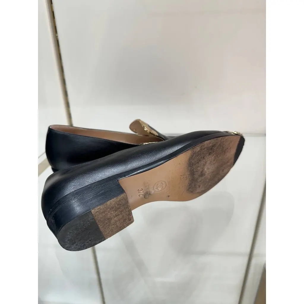 Chanel Paris Dallas Black Leather Gold Medallion Loafers Sz.37 Pre-owned Black Leather Good - Box View