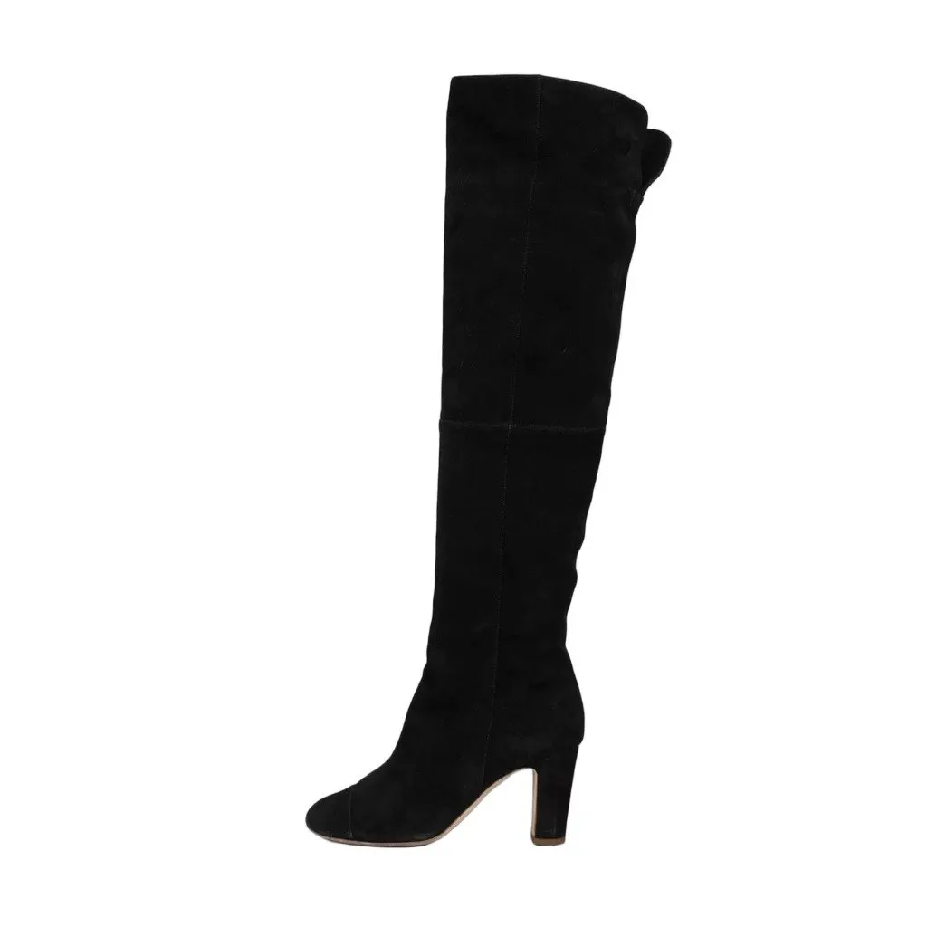 Chanel Black Suede Over-the-Knee Boots EU 38 pre-owned