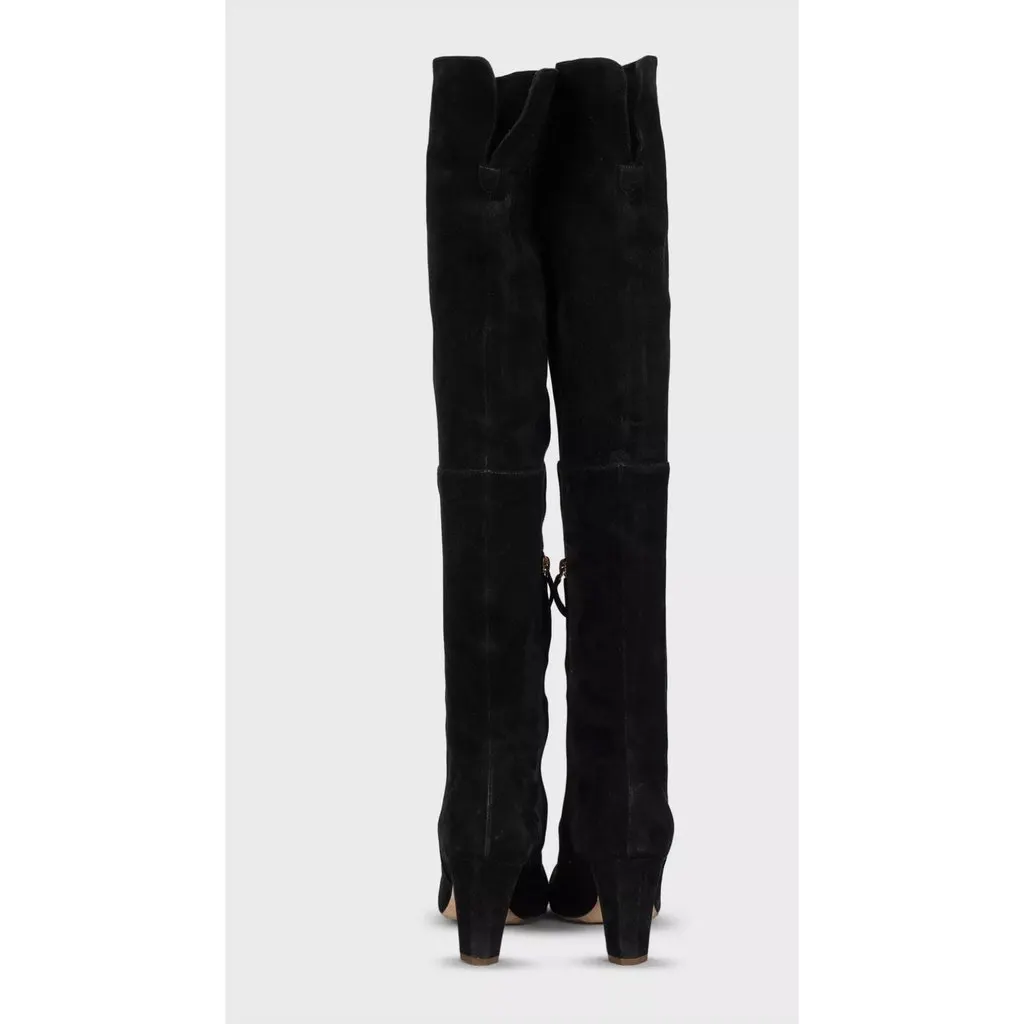 Chanel Black Suede Over-the-Knee Boots EU 38 pre-owned Black Suede Good - Model View