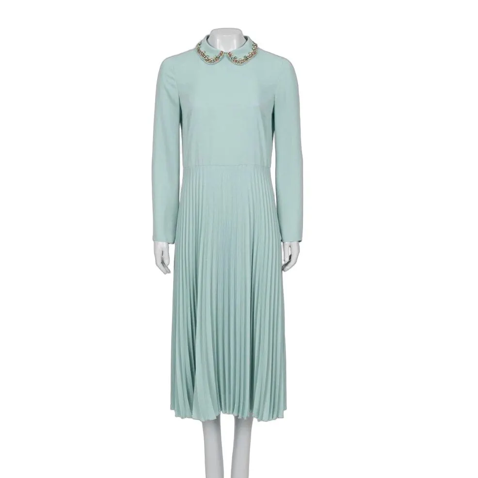 Valentino Black Pleated Hem Midi Dress - Size S pre-owned