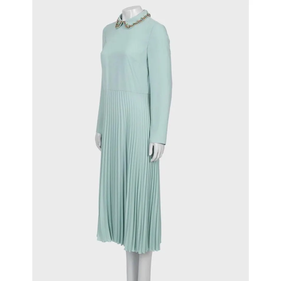 Valentino Black Pleated Hem Midi Dress - Size S pre-owned Black Good - Back View
