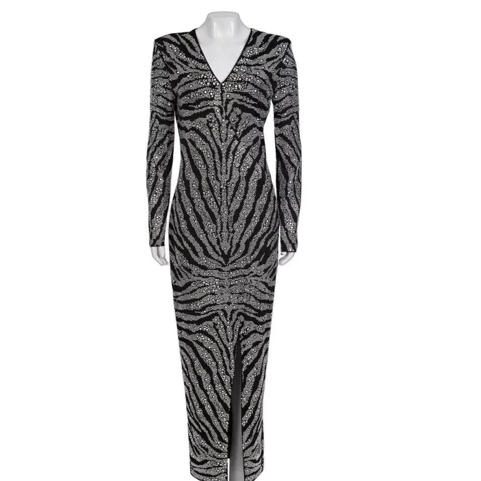 Balmain Black Crystal Embellished Maxi Dress XS Pre-owned