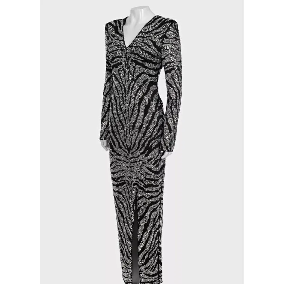 Balmain Black Crystal Embellished Maxi Dress XS Pre-owned Black Good - Back View