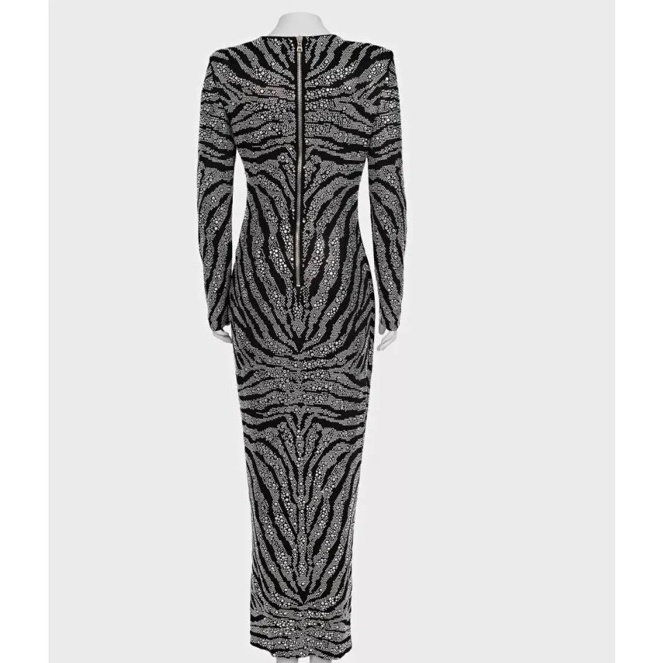 Balmain Black Crystal Embellished Maxi Dress XS Pre-owned Black Good - Inside View