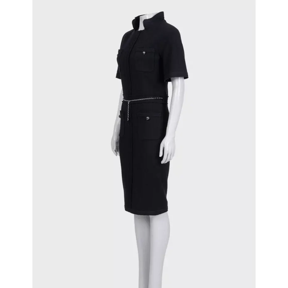 Chanel Black Wool Fitted Dress - FR 36 / US S Pre-owned Black Wool Good - Back View