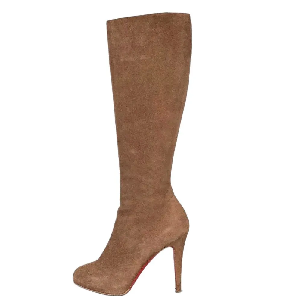 Christian Louboutin Brown Suede Knee-High Boots Sz.36 Pre-owned Brown Suede Good - Front View