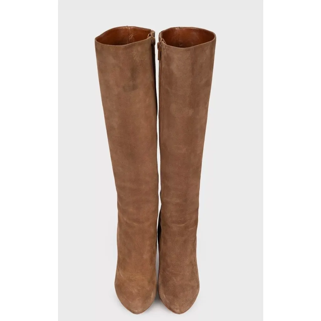 Christian Louboutin Brown Suede Knee-High Boots Sz.36 Pre-owned Brown Suede Good - Back View