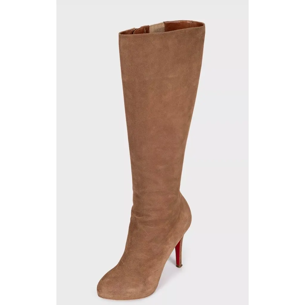 Christian Louboutin Brown Suede Knee-High Boots Sz.36 Pre-owned Brown Suede Good - Inside View