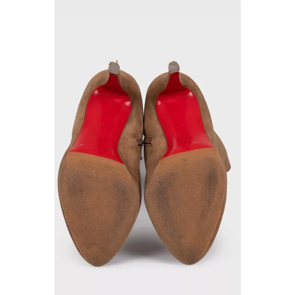 Christian Louboutin Brown Suede Knee-High Boots Sz.36 Pre-owned Brown Suede Good - Box View