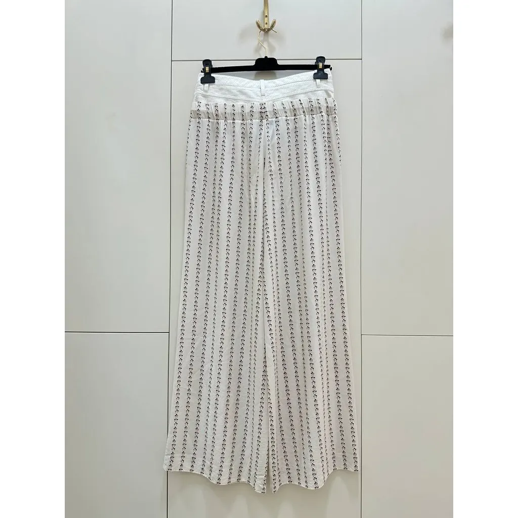 Chanel Vintage Silk Wide Leg Pants Sz.38 Pre-owned Black Silk Good - Inside View