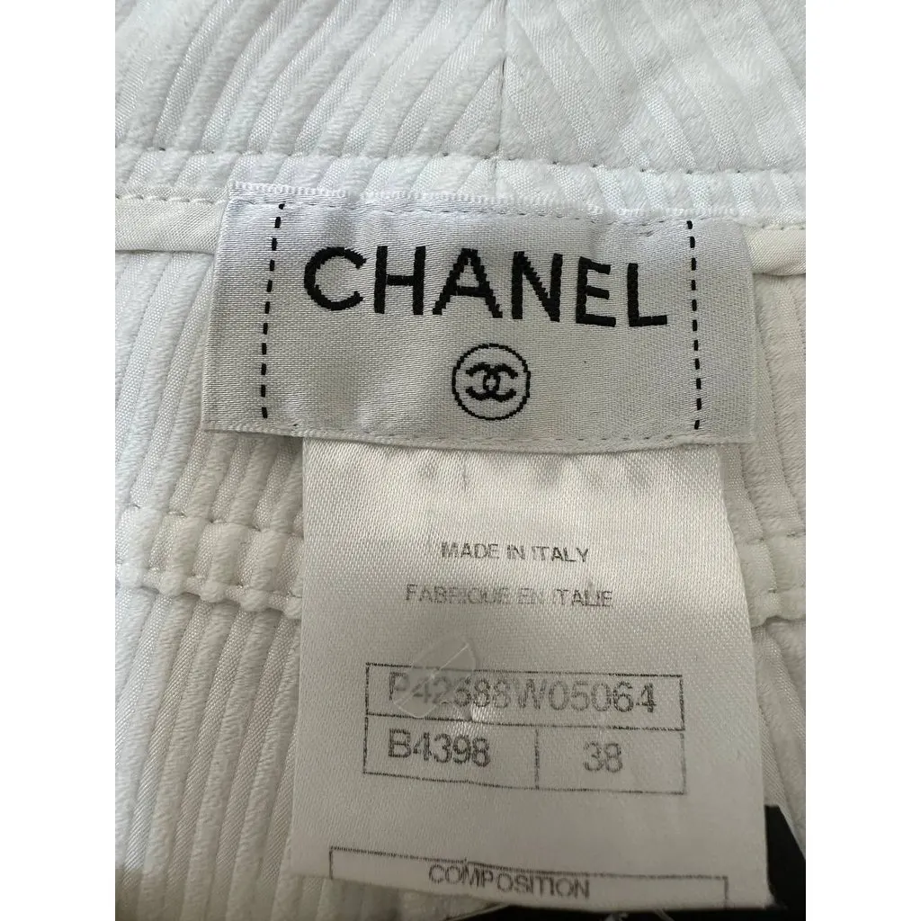 Chanel Vintage Silk Wide Leg Pants Sz.38 Pre-owned Black Silk Good - Box View