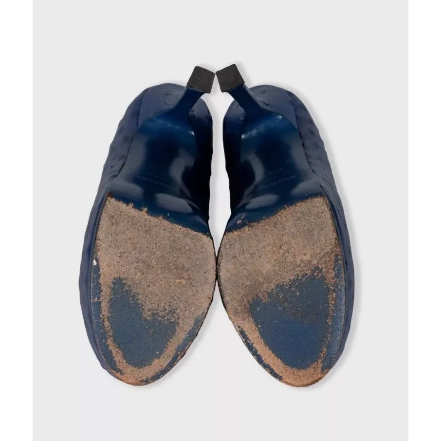 Saint Laurent Blue Leather Platform Stiletto Pumps 37.5 pre-owned Blue Leather Good - Box View