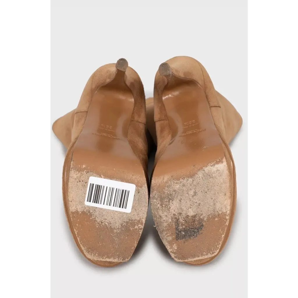 Saint Laurent Suede Platform Stiletto Knee High Boots 36.5 Pre-owned Brown Suede Good - Box View