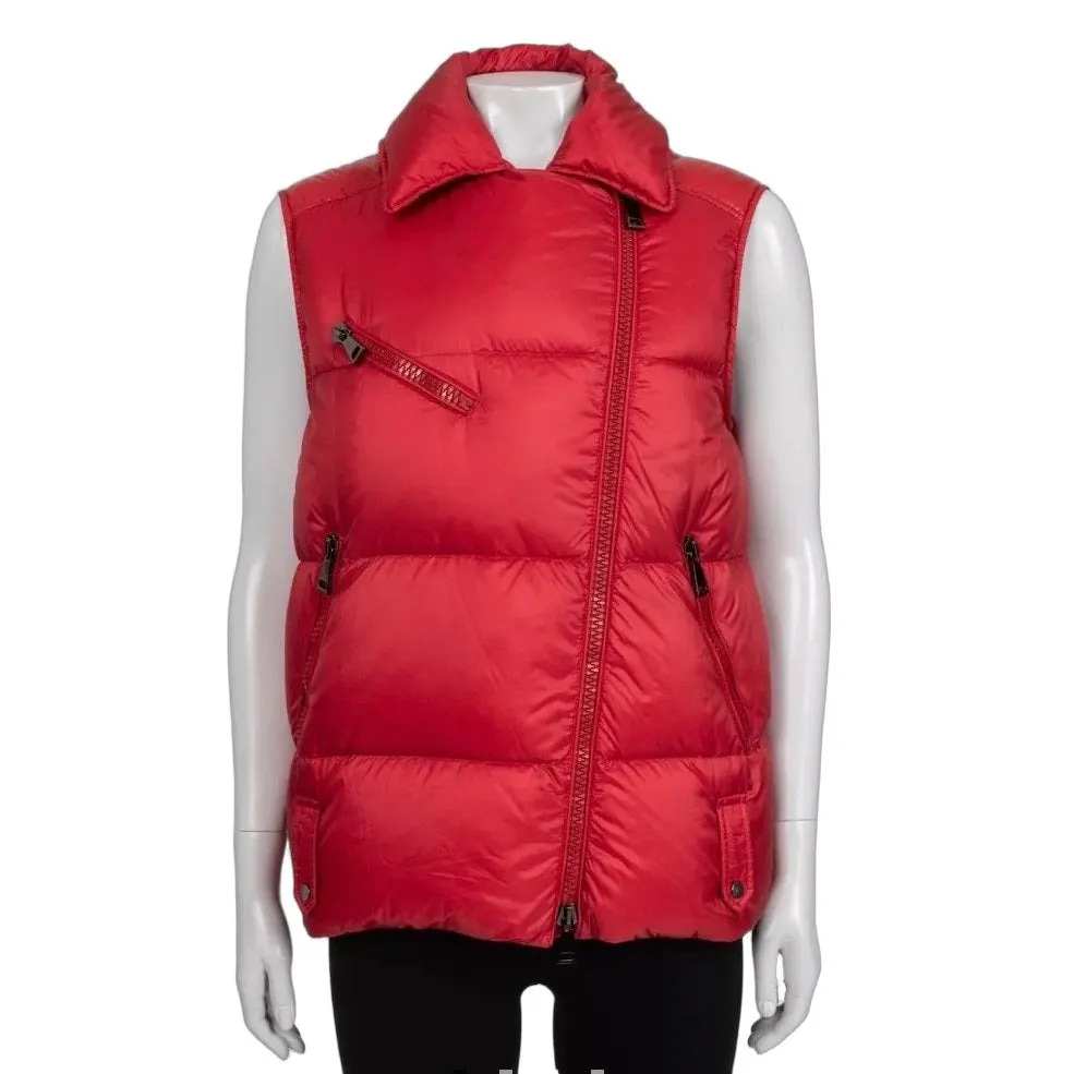 Moncler Red Quilted Down Puffer Vest Gilet - Size M Pre-owned