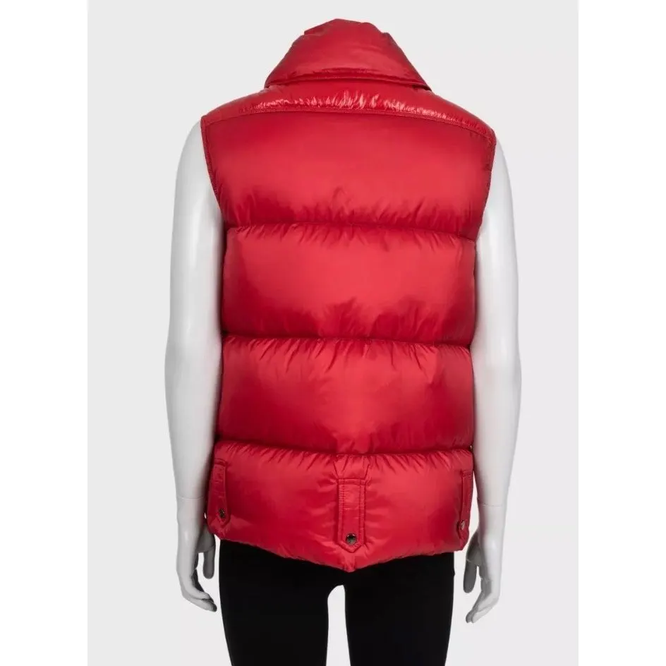 Moncler Red Quilted Down Puffer Vest Gilet - Size M Pre-owned Red Polyester Good - Back View