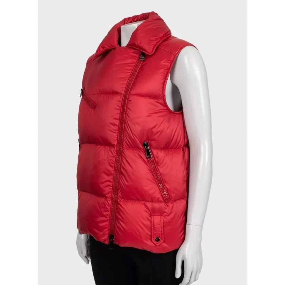 Moncler Red Quilted Down Puffer Vest Gilet - Size M Pre-owned Red Polyester Good - Inside View
