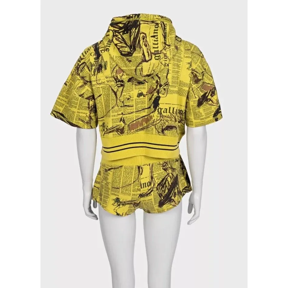 Galliano Vintage Yellow Printed Shorts Suit Set S Pre-owned Yellow Good - Inside View