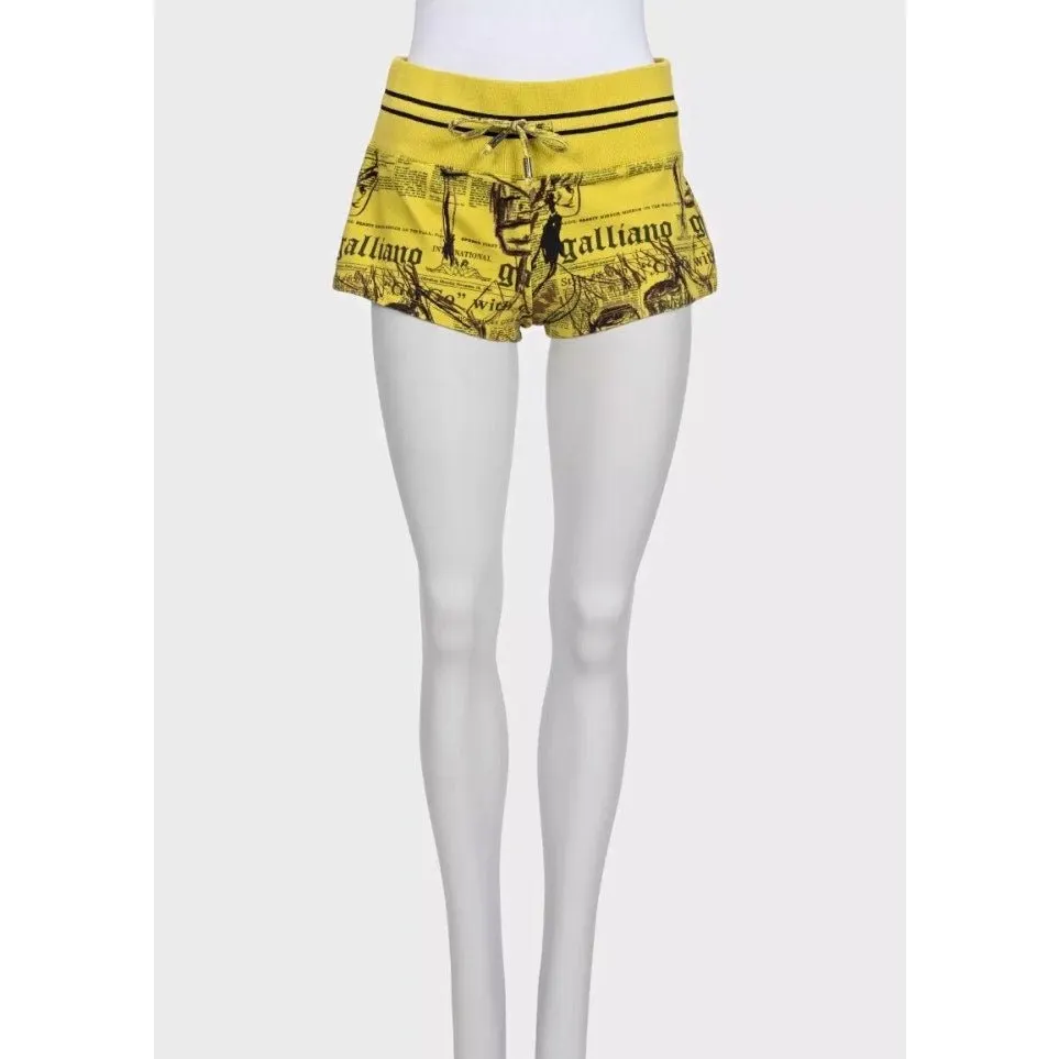 Galliano Vintage Yellow Printed Shorts Suit Set S Pre-owned Yellow Good - Model View