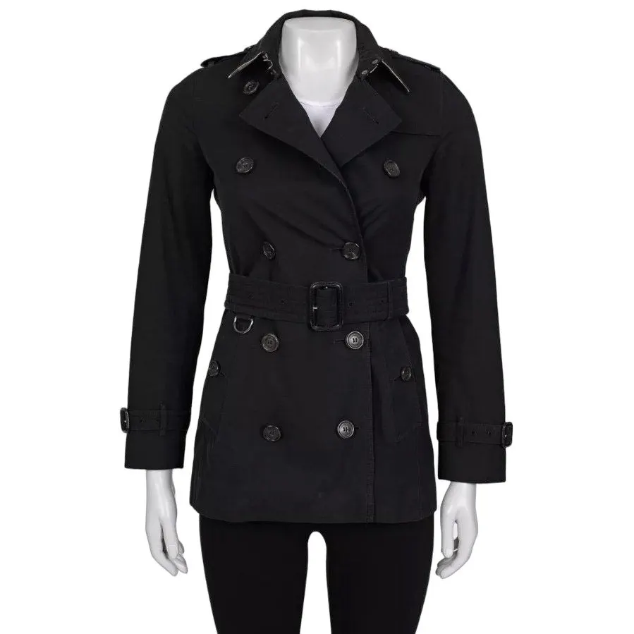 Burberry Cropped Double-Breasted Trench Coat XXS Pre-owned MultiColor Cotton Good - Front View