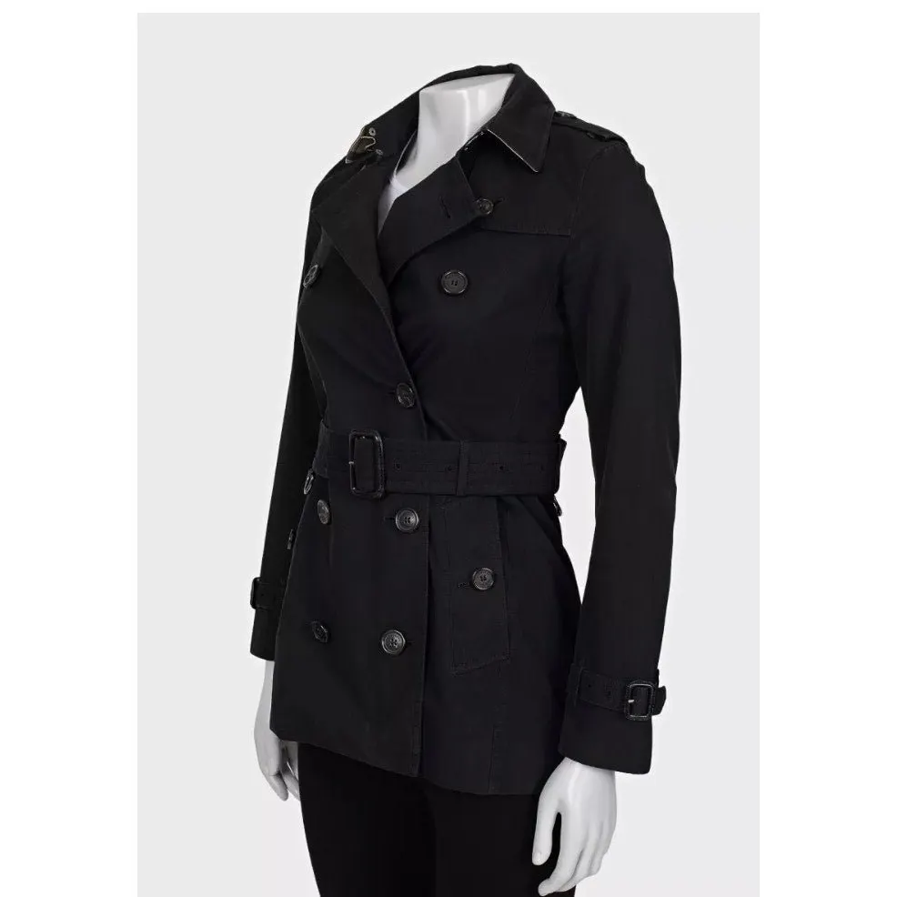 Burberry Cropped Double-Breasted Trench Coat XXS Pre-owned MultiColor Cotton Good - Back View