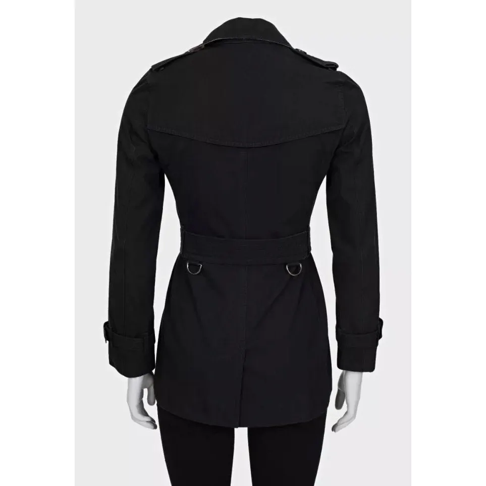 Burberry Cropped Double-Breasted Trench Coat XXS Pre-owned MultiColor Cotton Good - Inside View