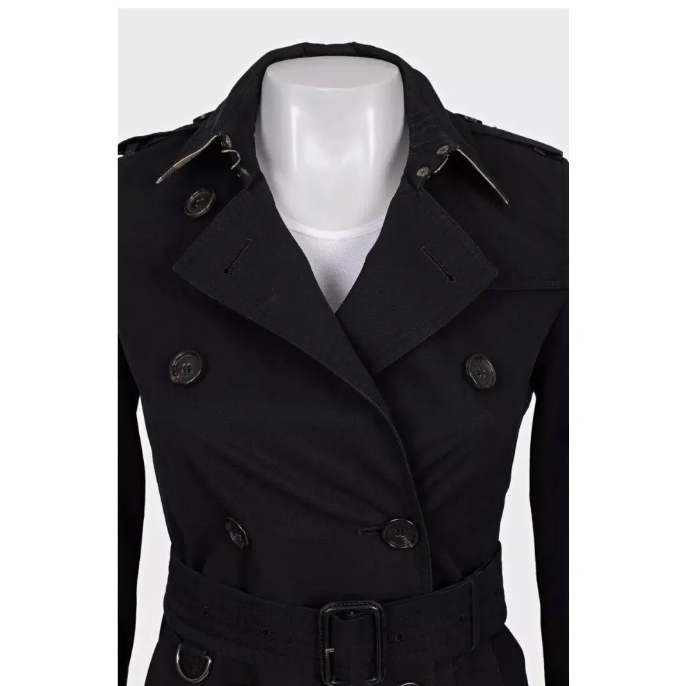 Burberry Cropped Double-Breasted Trench Coat XXS Pre-owned MultiColor Cotton Good - Model View