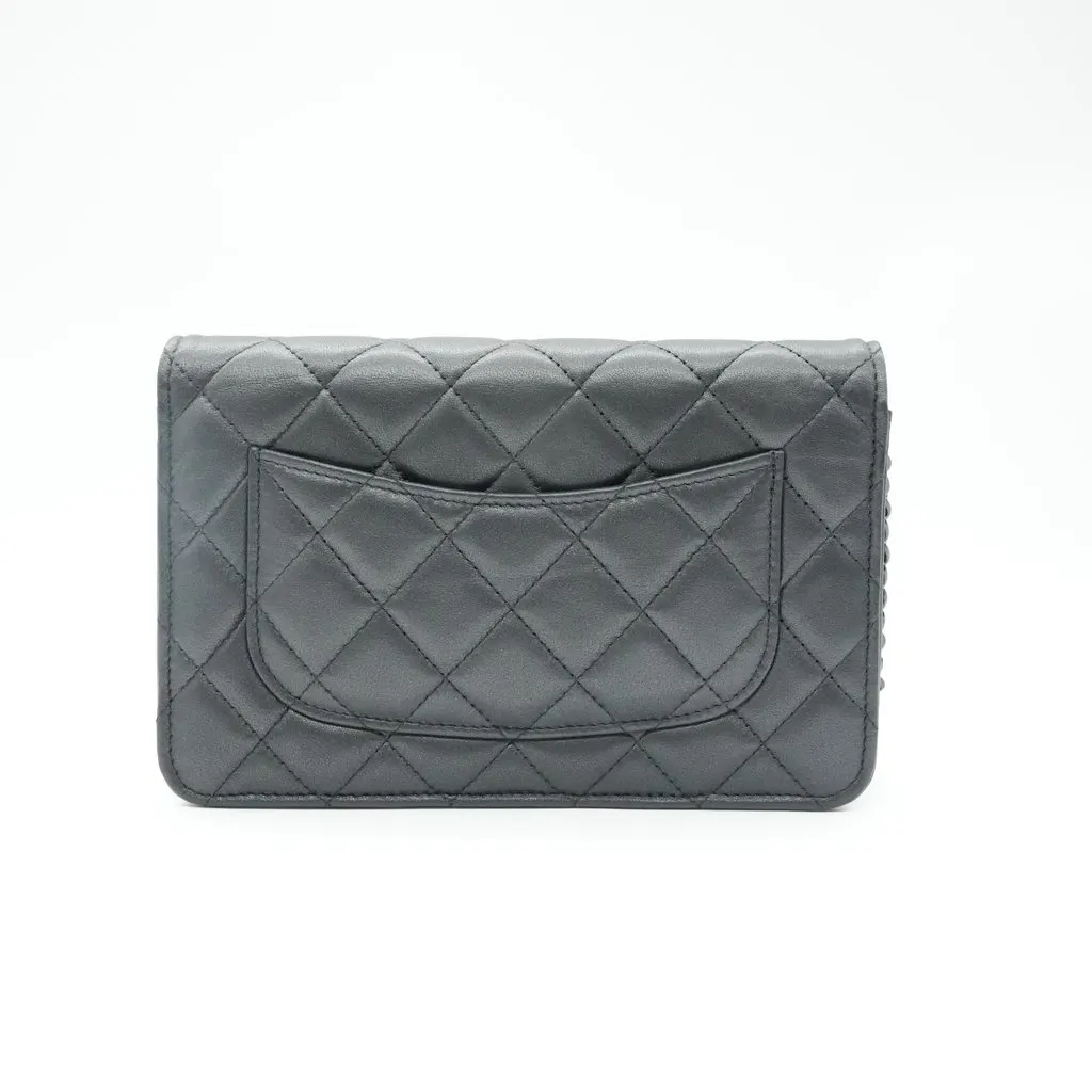 Chanel Classic Wallet On Chain So Black Lambskin Black Leather Never worn - Back View