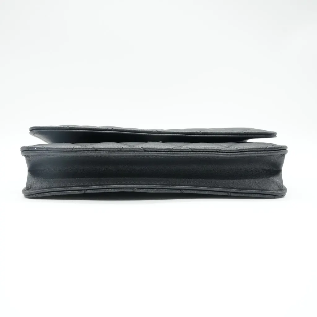Chanel Classic Wallet On Chain So Black Lambskin Black Leather Never worn - Inside View