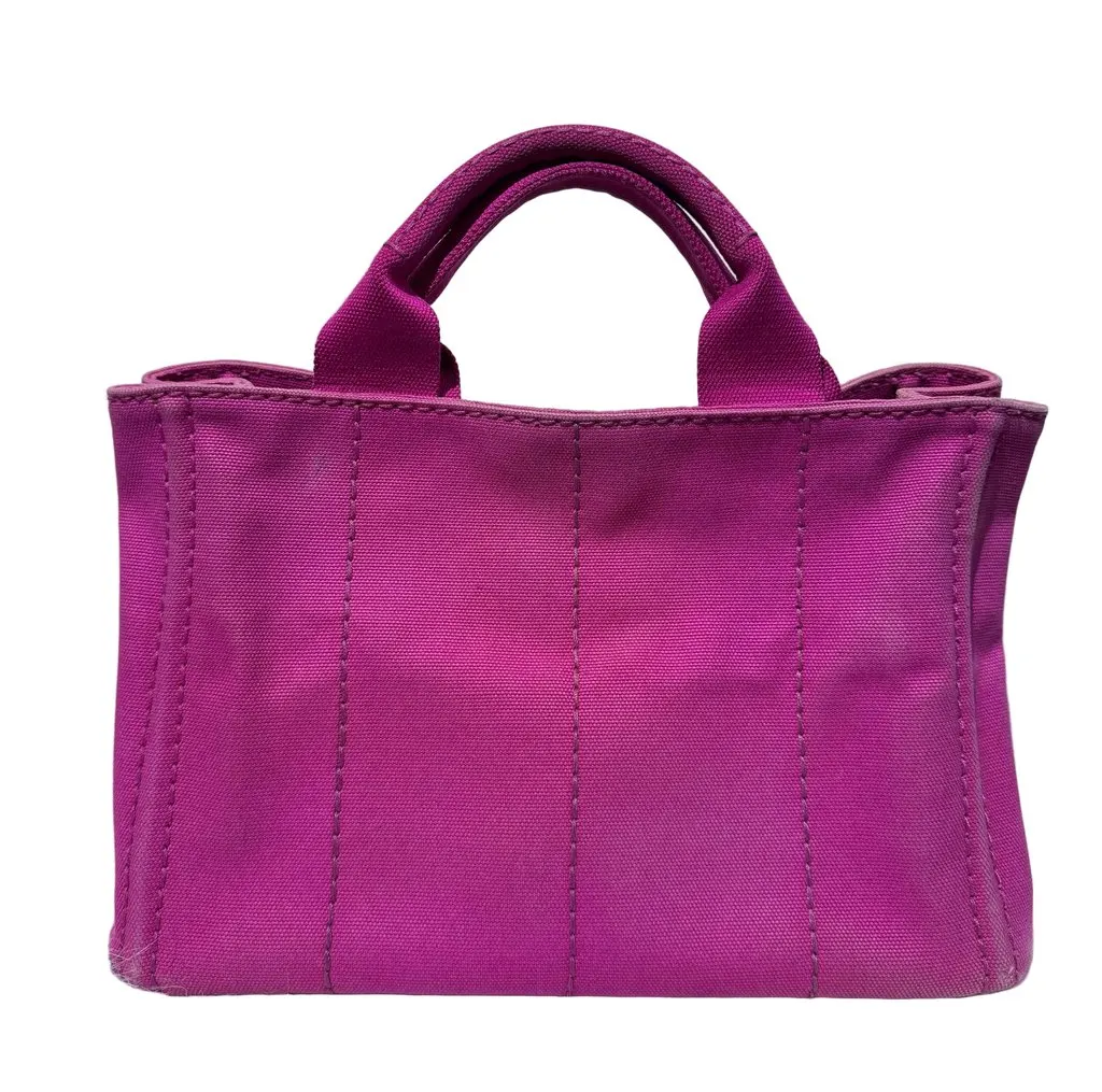 Prada Canapa Canvas Pink Tote Pink Canvas Good - Back View