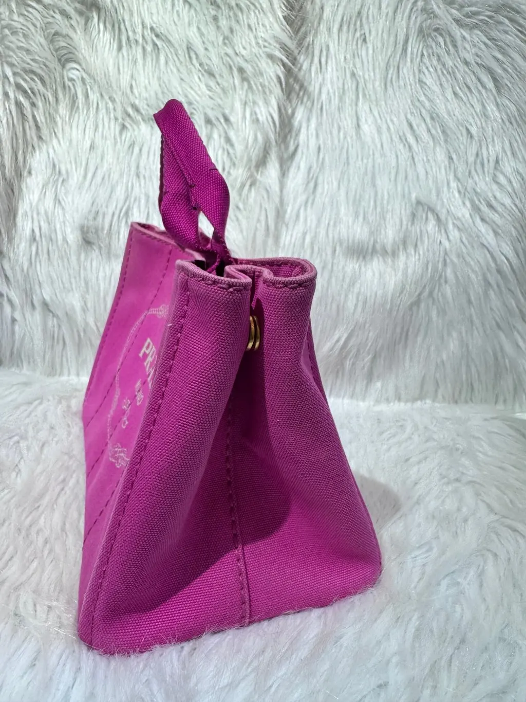 Prada Canapa Canvas Pink Tote Pink Canvas Good - Inside View