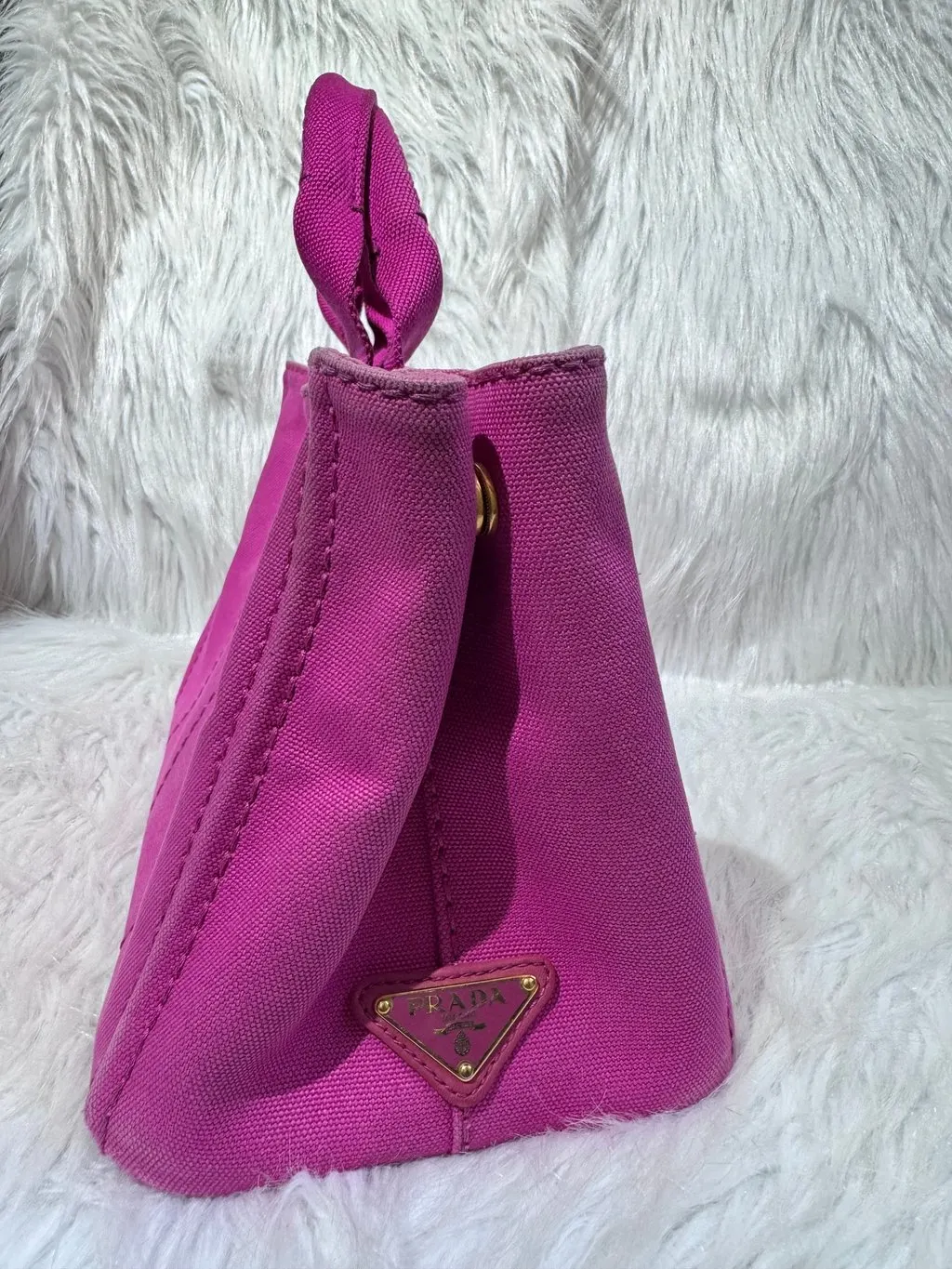 Prada Canapa Canvas Pink Tote Pink Canvas Good - Model View