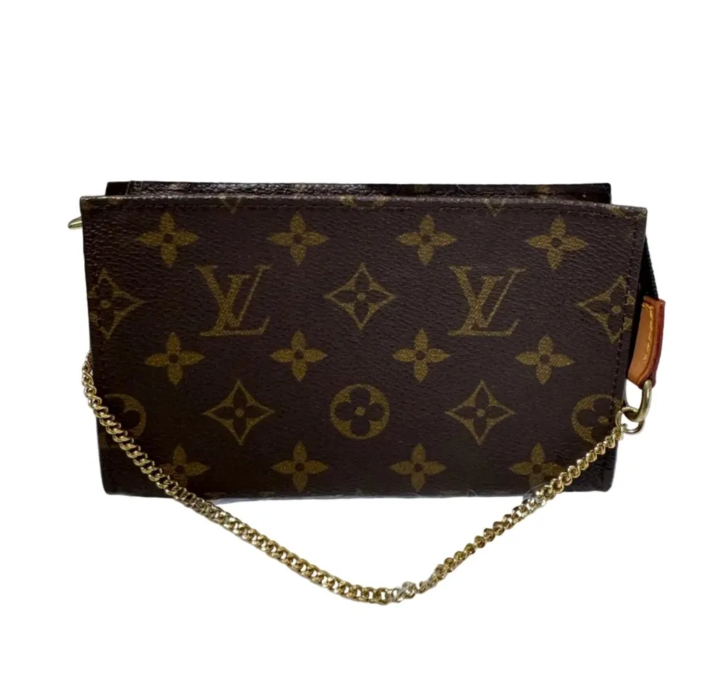Louis Vuitton Monogram Bucket Pouch with chain Beige Canvas Good - Back View