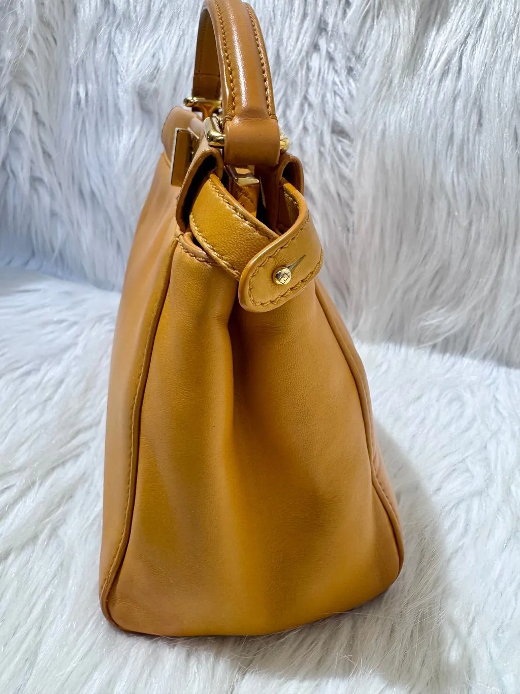 Fendi Peekaboo Mini Mustard Red Leather Good - Box View