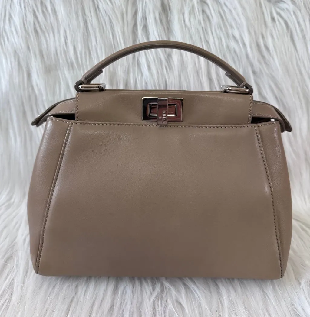 Fendi Peekaboo Mini Taupe Beige Beige Leather Good - Inside View
