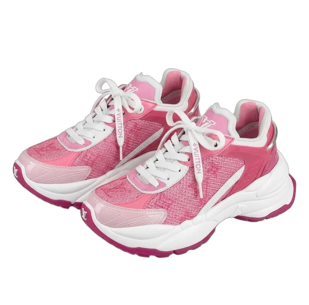 Louis Vuitton Run 55 Pink Monogram Sneakers  size 34.5