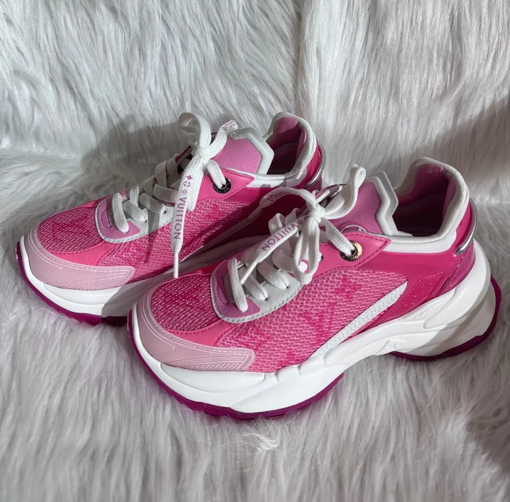 Louis Vuitton Run 55 Pink Monogram Sneakers  size 34.5 Pink Good - Model View