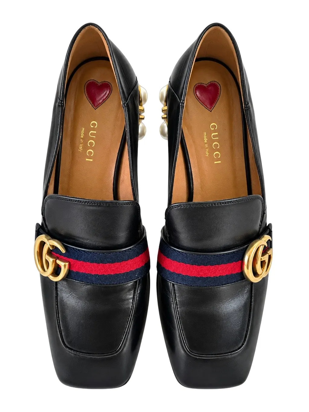 Gucci Peyton GG Pearl Loafers size 36 Navy Leather Good - Front View
