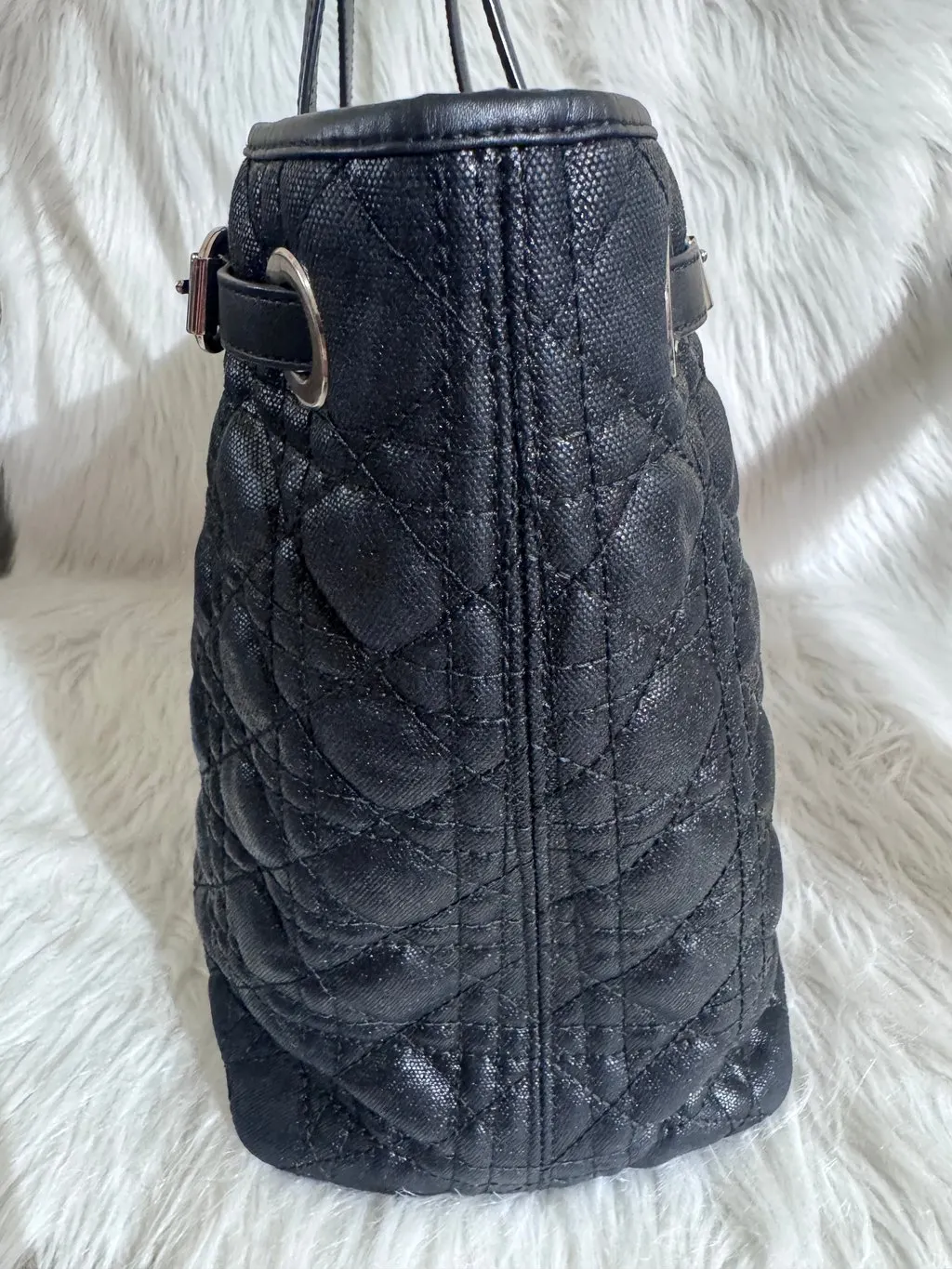 Dior Christian Dior Panarea Medium Black Cannage  Tote Black Canvas Good - Model View