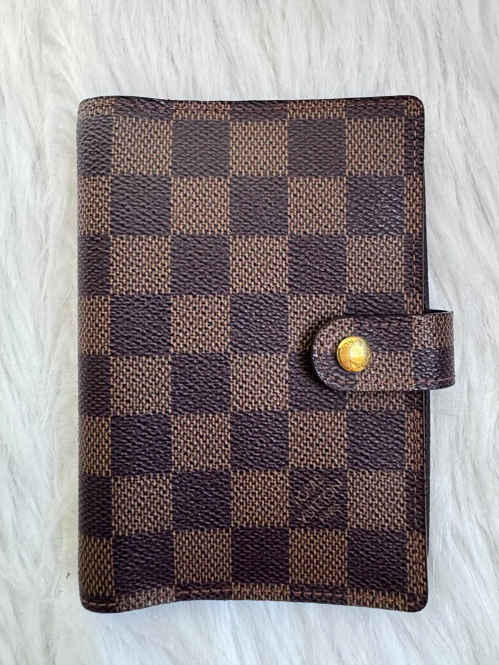 Louis Vuitton Damier Ebene Ring Agenda PM Black Canvas Good - Inside View
