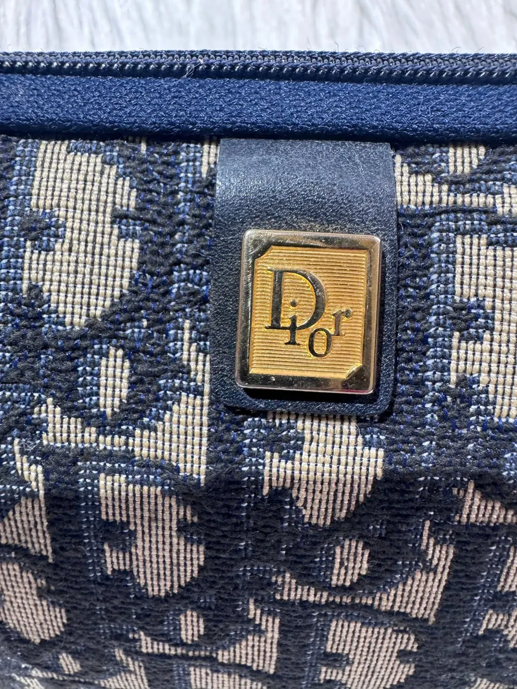 Dior Christian Dior Trotter Oblique Clutch Navy Canvas Good - Back View