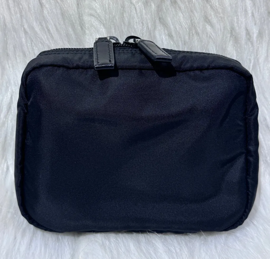 Prada Nylon Zipper Black Pouch Small Black Polyamide Good - Back View
