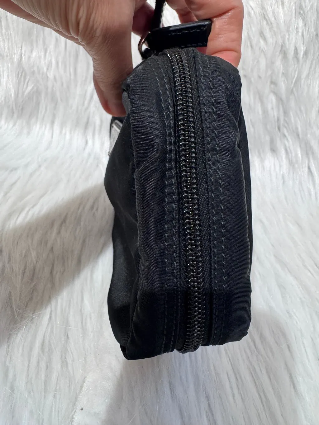 Prada Nylon Zipper Black Pouch Small Black Polyamide Good - Box View